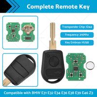 3 Button Complete Remote Key Suitable For BMW E31 E32 E34 E36 E38 E39 E46 Z3