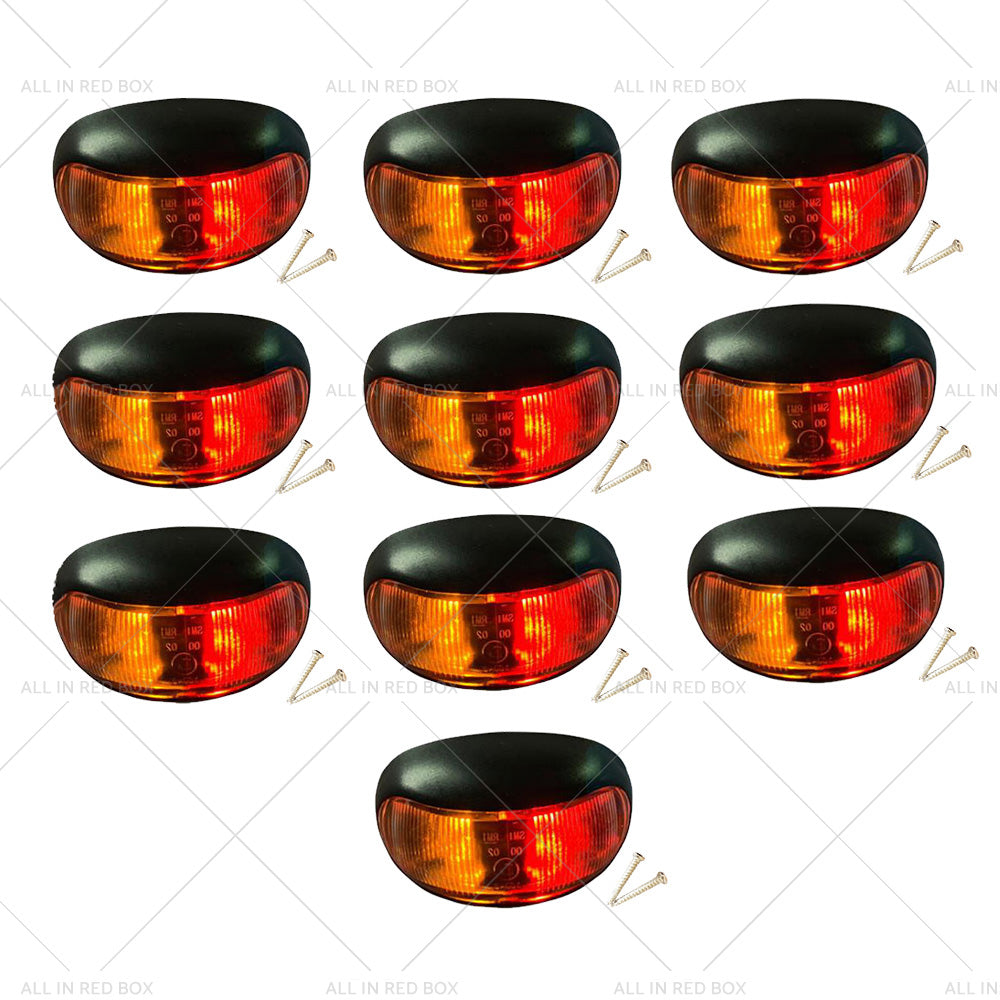 10pcs 2 LED Clearance Lights Side Marker Lamp Red Amber Trailer Truck 12V 24V