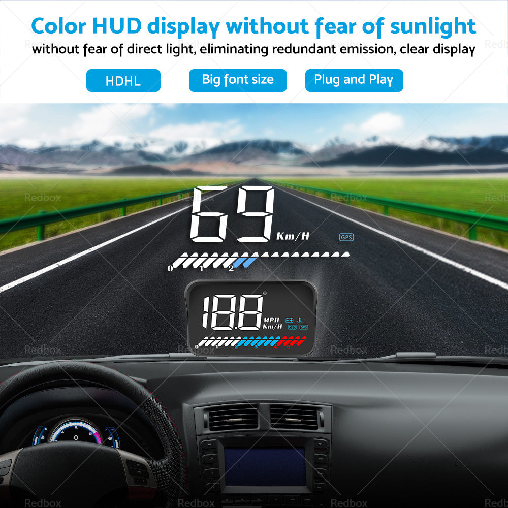 Head Up Display Car Universal OBD GPS Dual System 3. 5inch HUD Speed Alarm Voltage