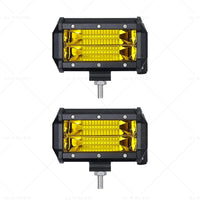 2x 5inch Flood LED Light Bar Offroad Work Driving Fog Lamp Yellow Cree Spread