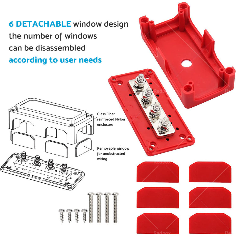 1x M8/M10 300A DC 12V-48V Studs Bus Bar Power Distribution Box Terminal Block