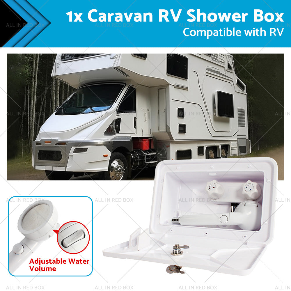 1 Set External RV Caravan Shower Box Exterior Faucet Camper Trailer Boat White