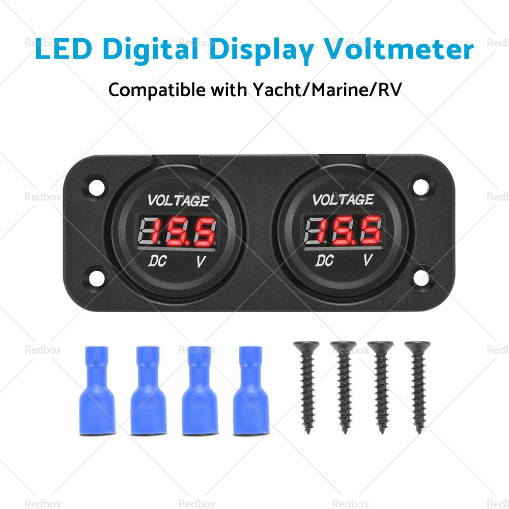 Digital LED Volt Meter Dual Battery Monitor Boat Voltage Marine Gauge DC 12V-24V