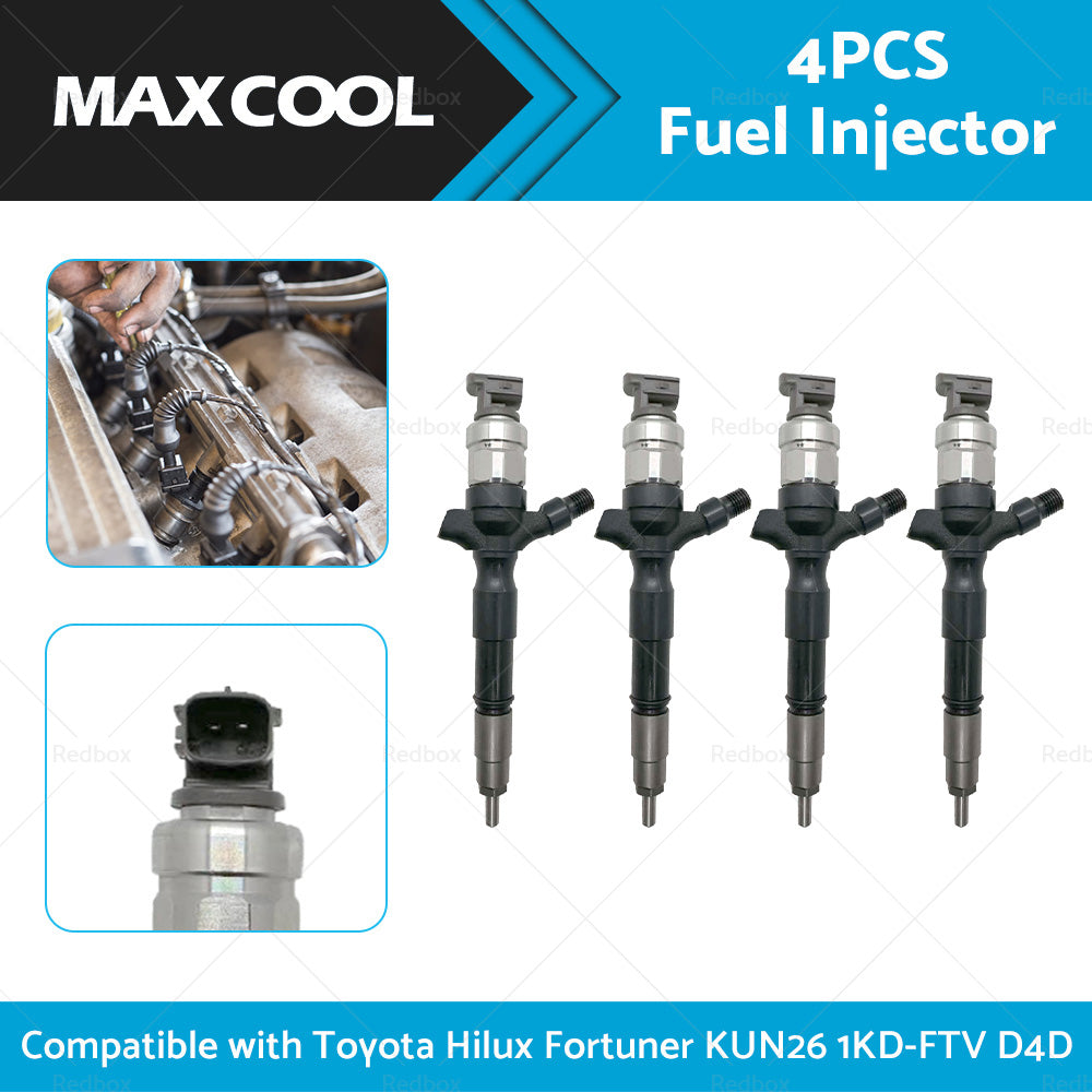 4X Diesel Fuel Injector Suitable for Toyota Hilux Fortuner KUN26 1KD-FTV D4D 3. 0