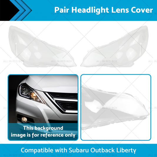 2x Headlight Lens Cover Replacement Suitable for Subaru Outback Liberty 10-14