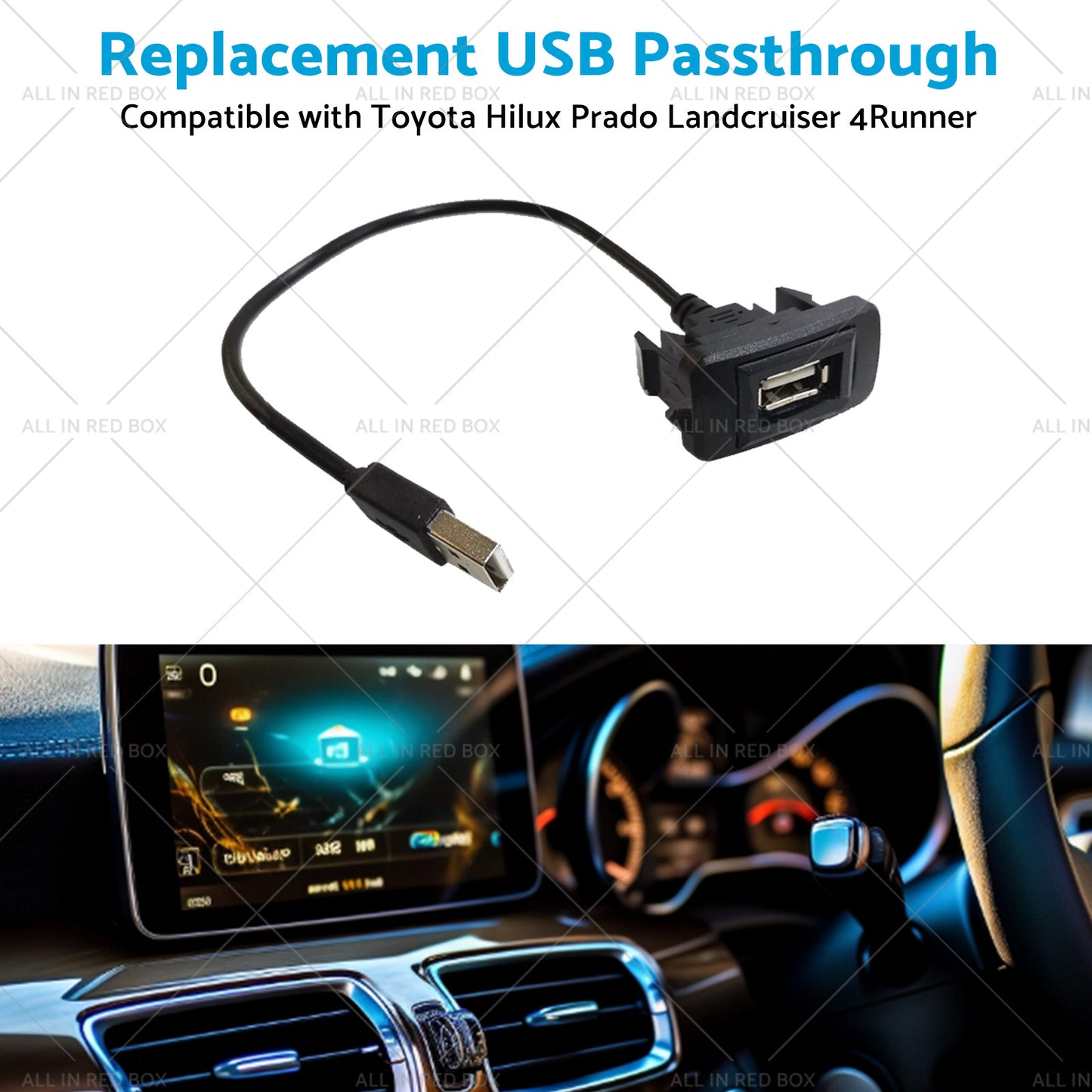 Replacement USB Passthrough Suitable For Toyota Hilux Prado Landcruiser 4Runner