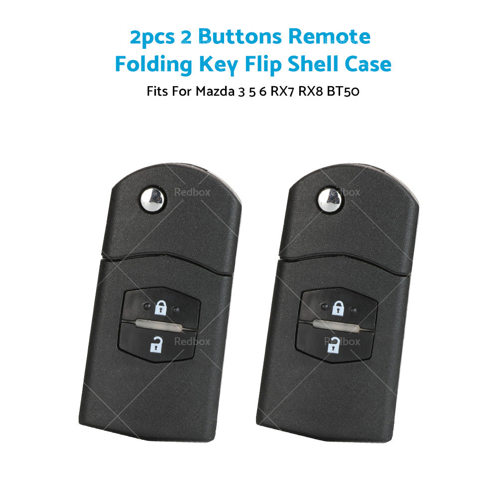 2Pcs x2 Button Remote Flip Key Car Shell Case Cover For Mazda 3 5 6 RX7 RX8 BT50