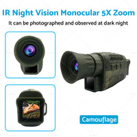 IR Night Vision Monocular 5X Zoom Telescope Digital HD Camera Hunting Video 4K