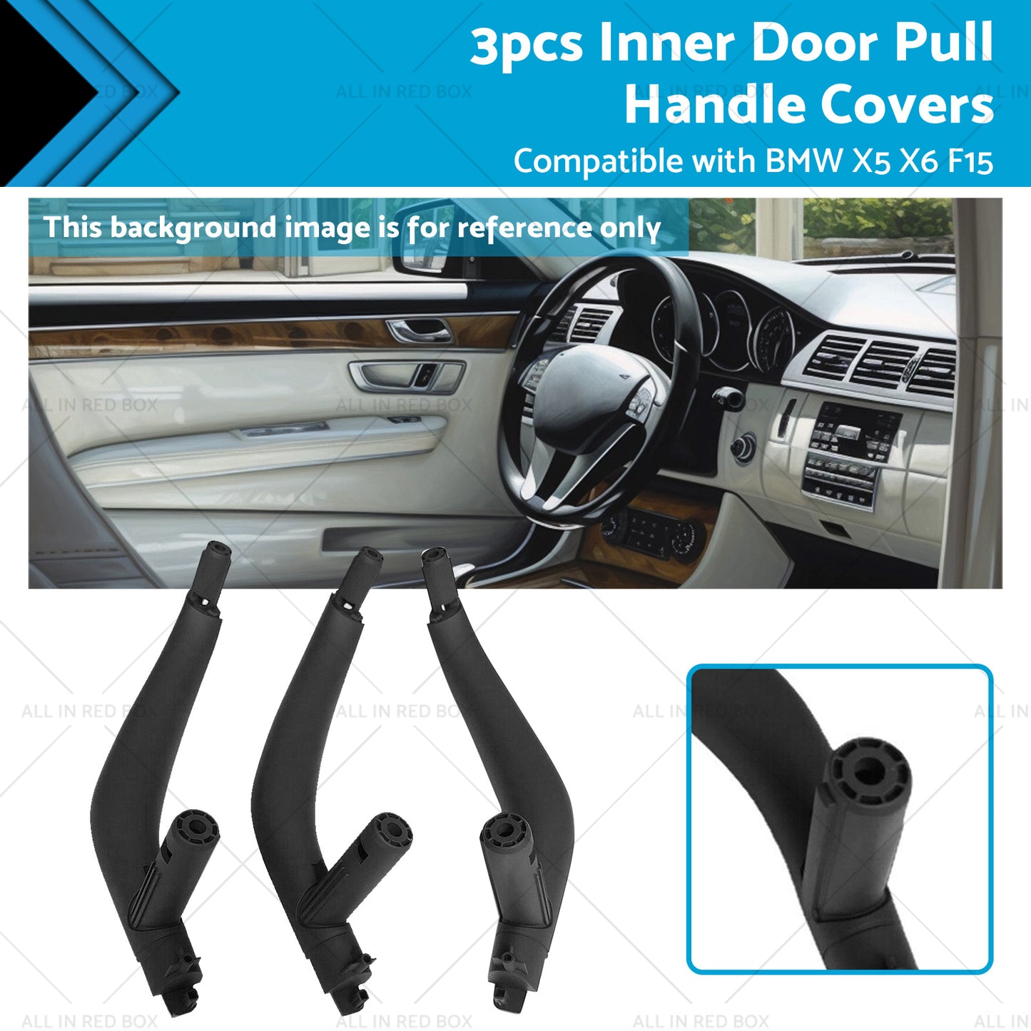 3x Inner Door Pull Handle Covers Suitable for BMW X5 X6 F15 F16 F85