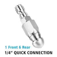 Stainless Steel Sewer Jetter Nozzle For Pressure Washer w or 1 or 4''Connect for Drain