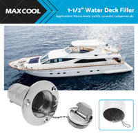 Marine Boat Keyless Water Deck Fill  or  Filler 1-1 or 2 inch  Polished 316 Stainless Steel