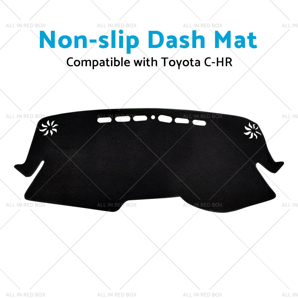 Non Slip Dash Mat Dashboard Cover Suitable For Toyota CHR C-HR 2016-2019 Black