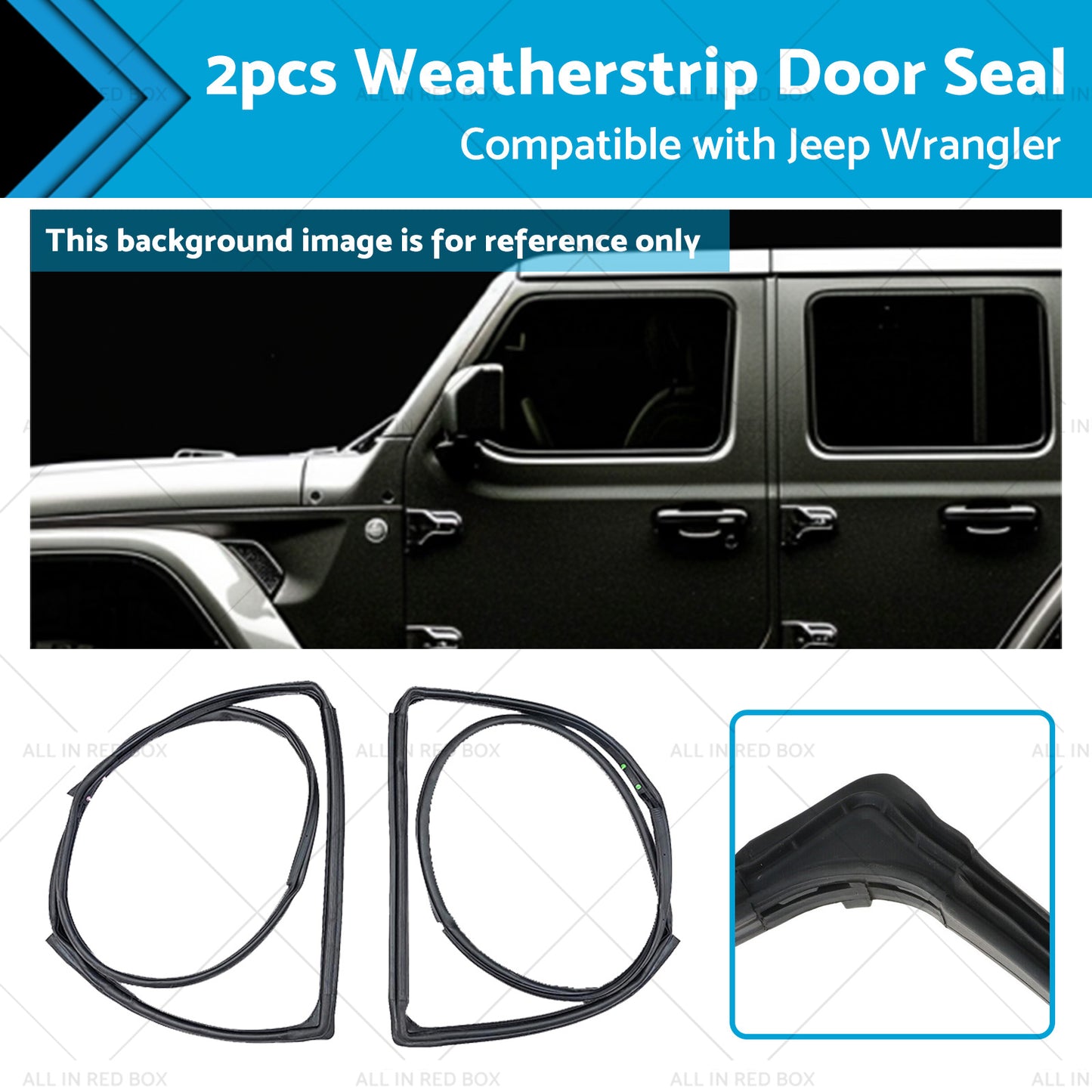 2pcs Front Door Weatherstrip Gasket Seal Suitable For Jeep Wrangle JK 2007-2018