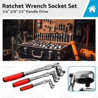 3x Ratchet Wrench Socket Set 1 4inch 3 8inch 1 2inch Handle Drive 72 Teeth Quick Release