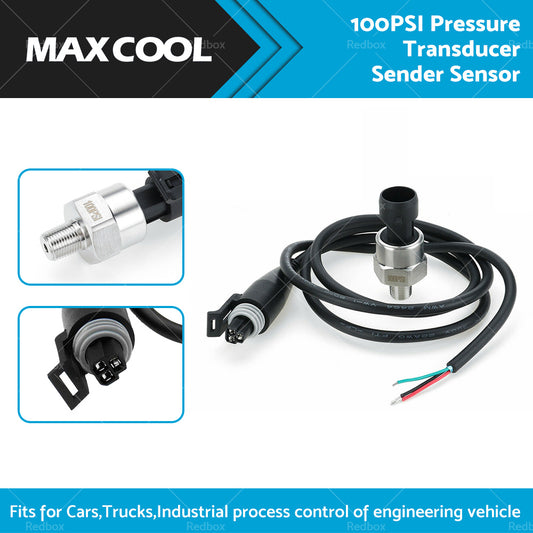 100PSI 5V 1 or 8NPT Stainless Steel Oil Fuel Air Pressure Transducer Sender Sensor