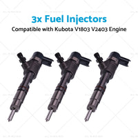 3x Fuel Injectors Suitable for Kubota V1803 V2403 Engine Tractor MX5200F L3301DT