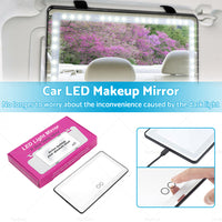 Car Sun Visor Makeup Cosmetic Mirror Set with 3 Type 60 LED Light Black 26x13cm