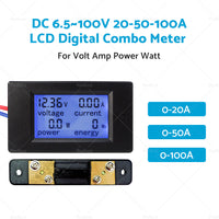 DC 6. 5~100V 20-50-100A LCD Digital Combo Panel Display Volt Amp Power Watt Meter