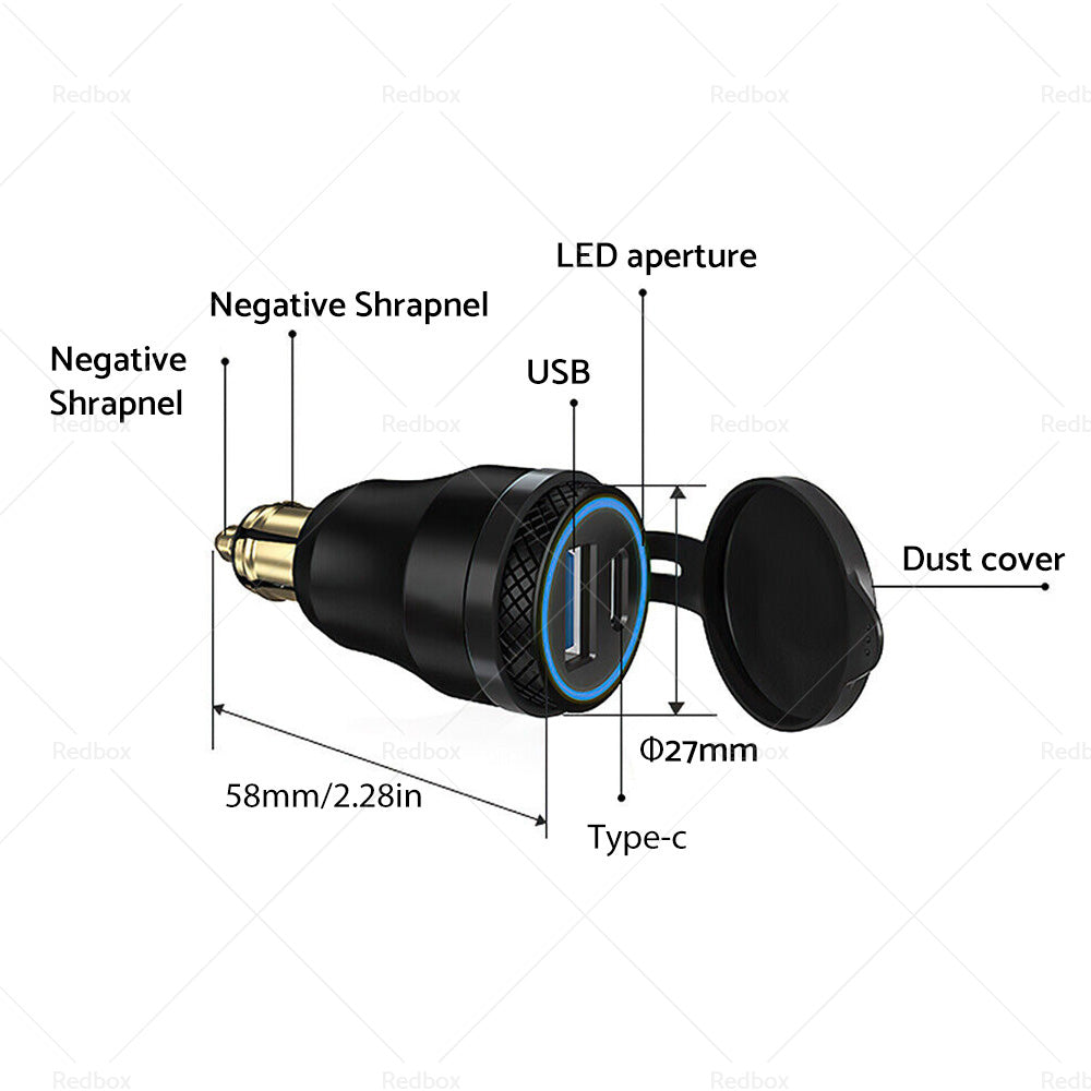 Dual USB Charger Hella DIN Type C Plug Socket Suitable For BMW Ducati Motorcycle