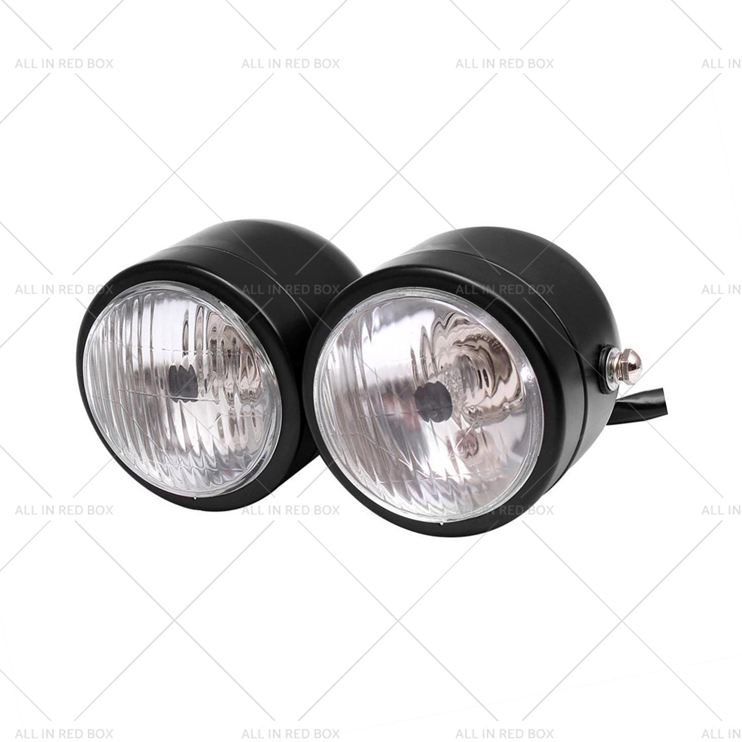 Twin Universal Black Headlight Motorcycle Double Dual Lamp Mount Street Fighter