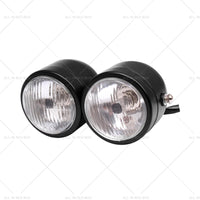 Twin Universal Black Headlight Motorcycle Double Dual Lamp Mount Street Fighter