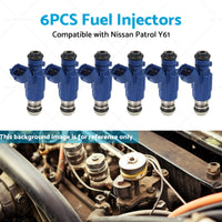 6PCS Fuel Injector Suitable For Nissan Patrol Y61 TB48DE RB25DET 16600-AA500