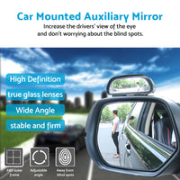 Pair Car Side Blind Spot Mirror Adjust Wide Angle Rear View HD Auxiliary Parking