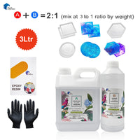 3KG Epoxy Resin 2 1 AB Kit UV Crafts Art DIY Ultra Clear River Table Jewellery