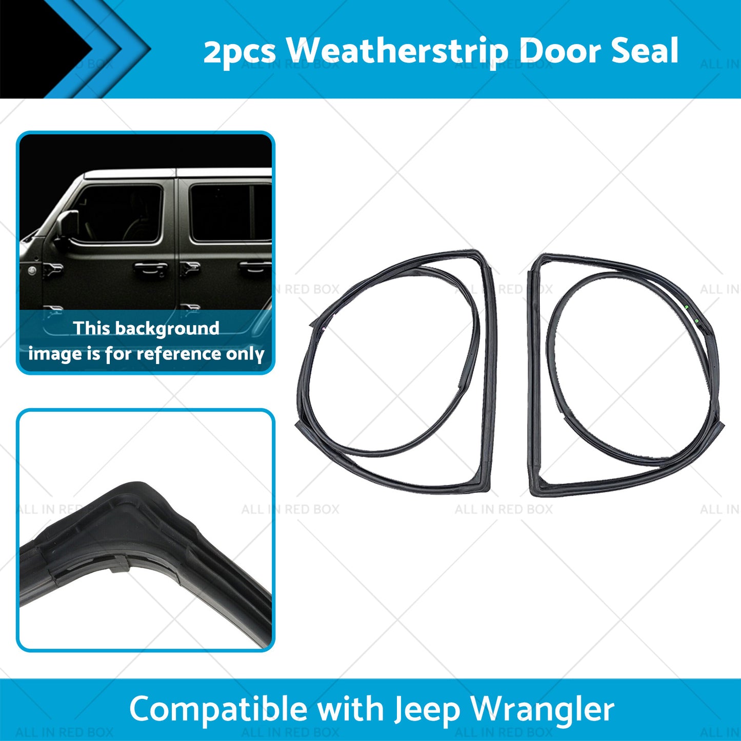 2pcs Front Door Weatherstrip Gasket Seal Suitable For Jeep Wrangle JK 2007-2018