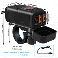 {{ Dual USB Port Motorcycle Fast Charger Socket LED Voltmeter Display ON OFF Switch }} - Buy Car Parts Online at {{ Kaka Auto Parts }}.