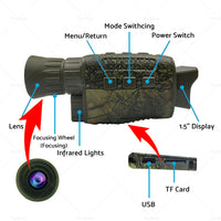 IR Night Vision Monocular 5X Zoom Telescope Digital HD Camera Hunting Video 4K