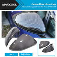 2x Carbon Fiber Mirror Caps Fits For Volkswagen VW Golf MK7 Mk7.5 TSI TDI GTI R