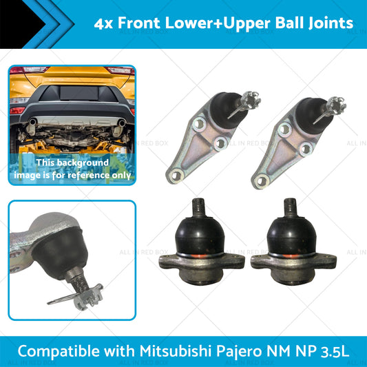 4x Front Lower+Upper Ball Joints Suitable for Mitsubishi Pajero NM NP 3.5L 00-11