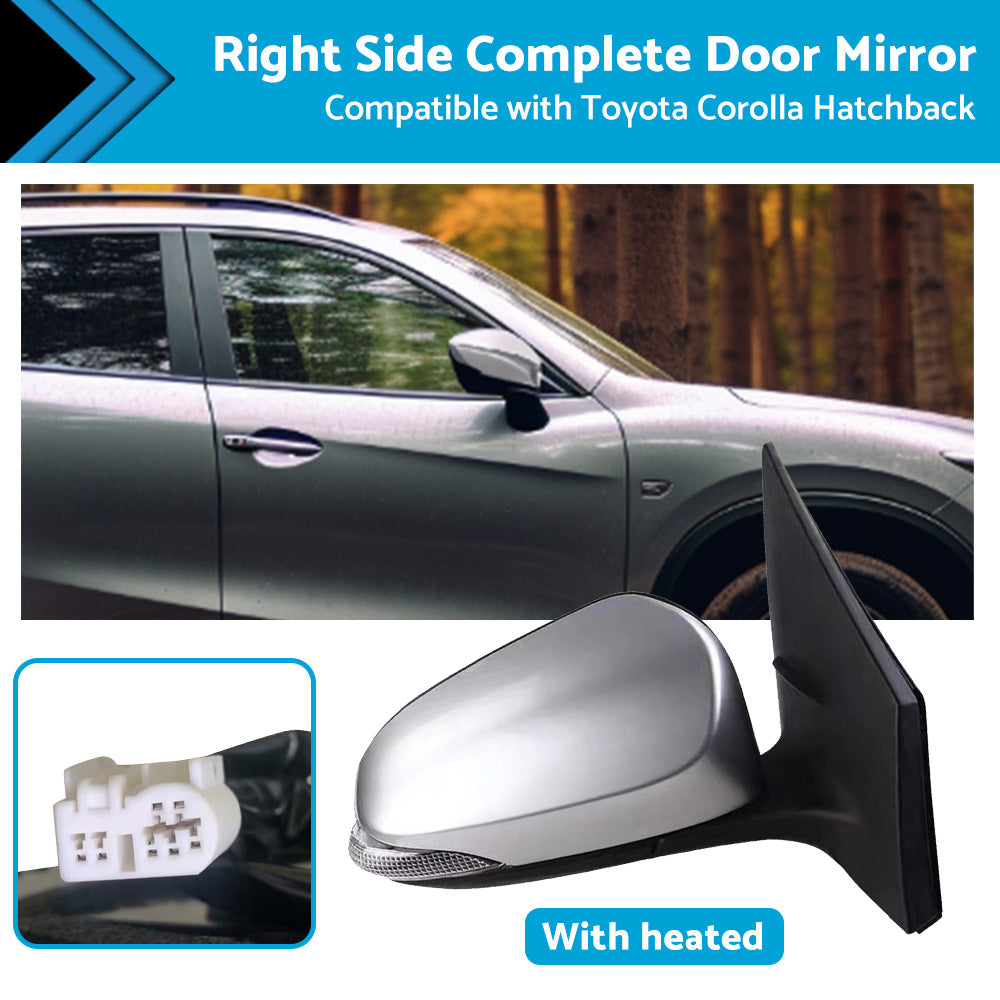 {{ Door Mirror Suitable for Toyota Corolla ZRE182 12-18 Hatch Right Silver Heated }} - Buy Car Parts Online at {{ Kaka Auto Parts }}.
