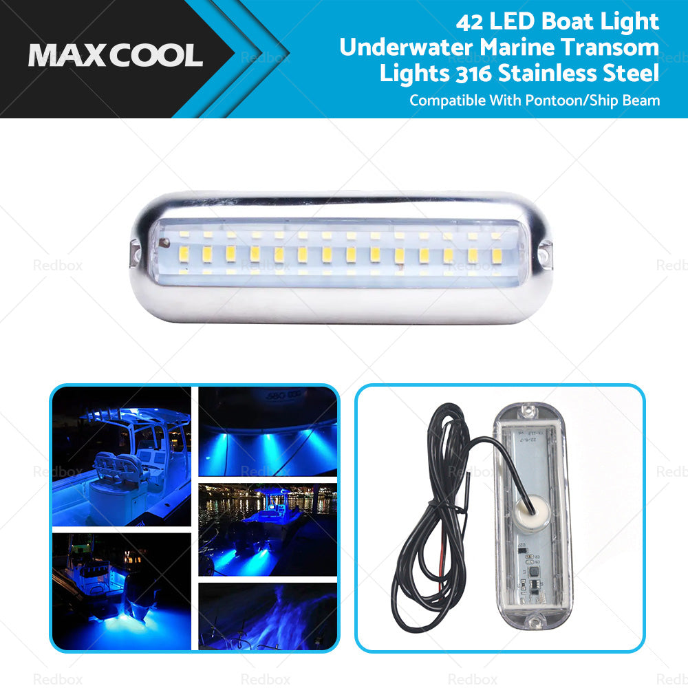 42LED Boat Light Underwater Marine Transom Lights 316 Stainless Steel Pontoon