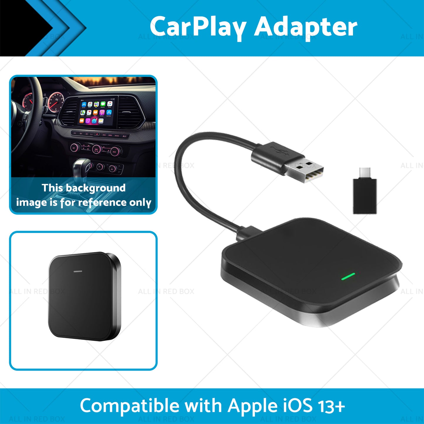 Bluetooth USB Wireless Receiver Black Suitable for Apple CarPlay Adapter