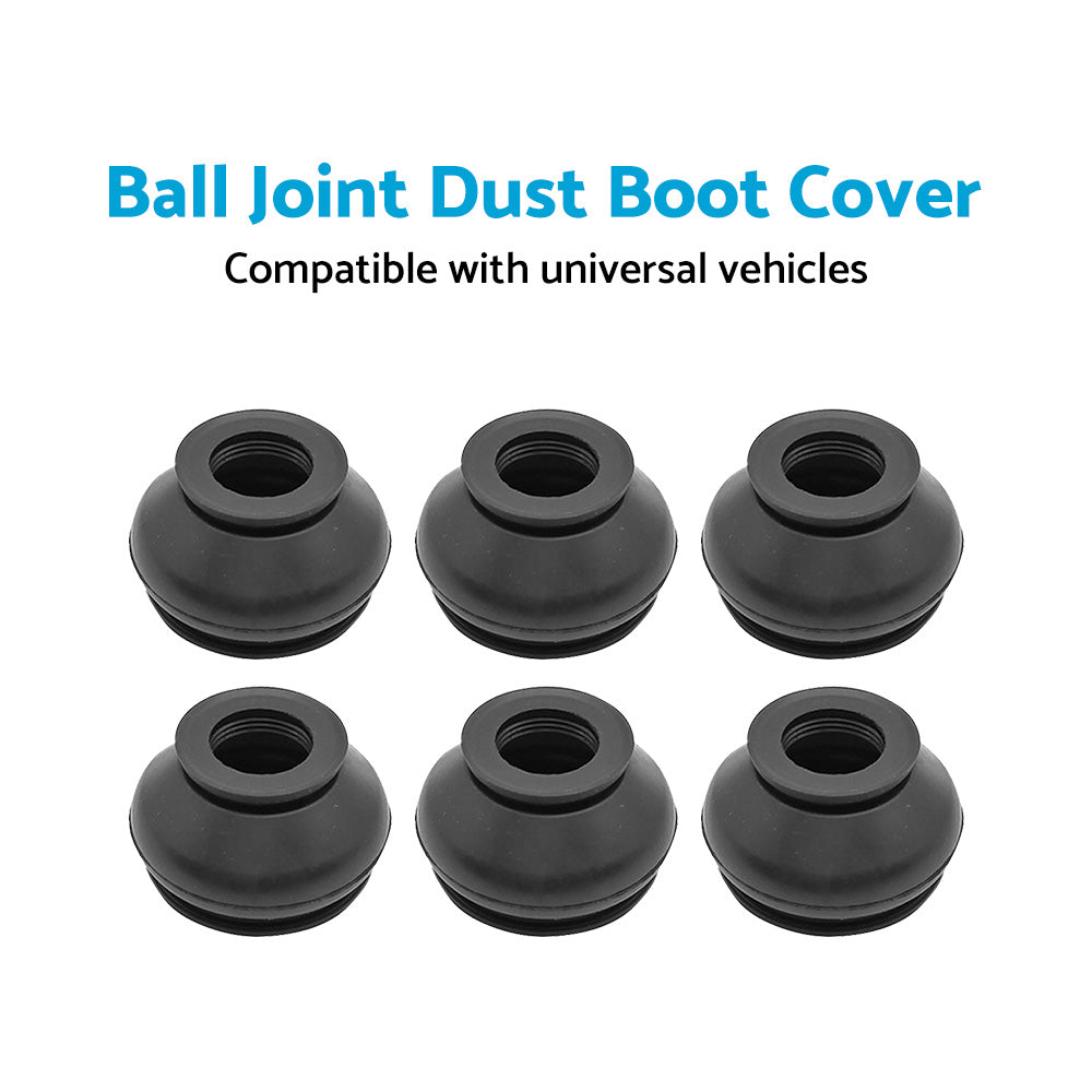 6PCS Universal Black Rubber Ball Joint Dust Boot Cover Tie Rod End Set  Kit Part