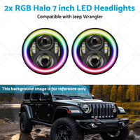 RGB Halo 7 inch LED Headlights Projector Hi Lo Beam DRL Suitable for Jeep GQ