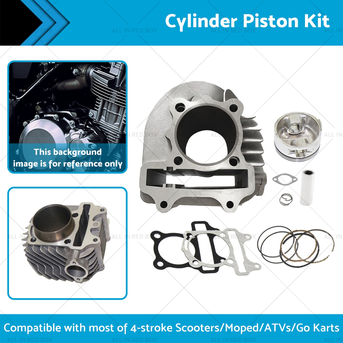 61mm Bore Cylinder Upgrade Kit Piston Gasket Suitable for GY6 172cc 180cc Motor