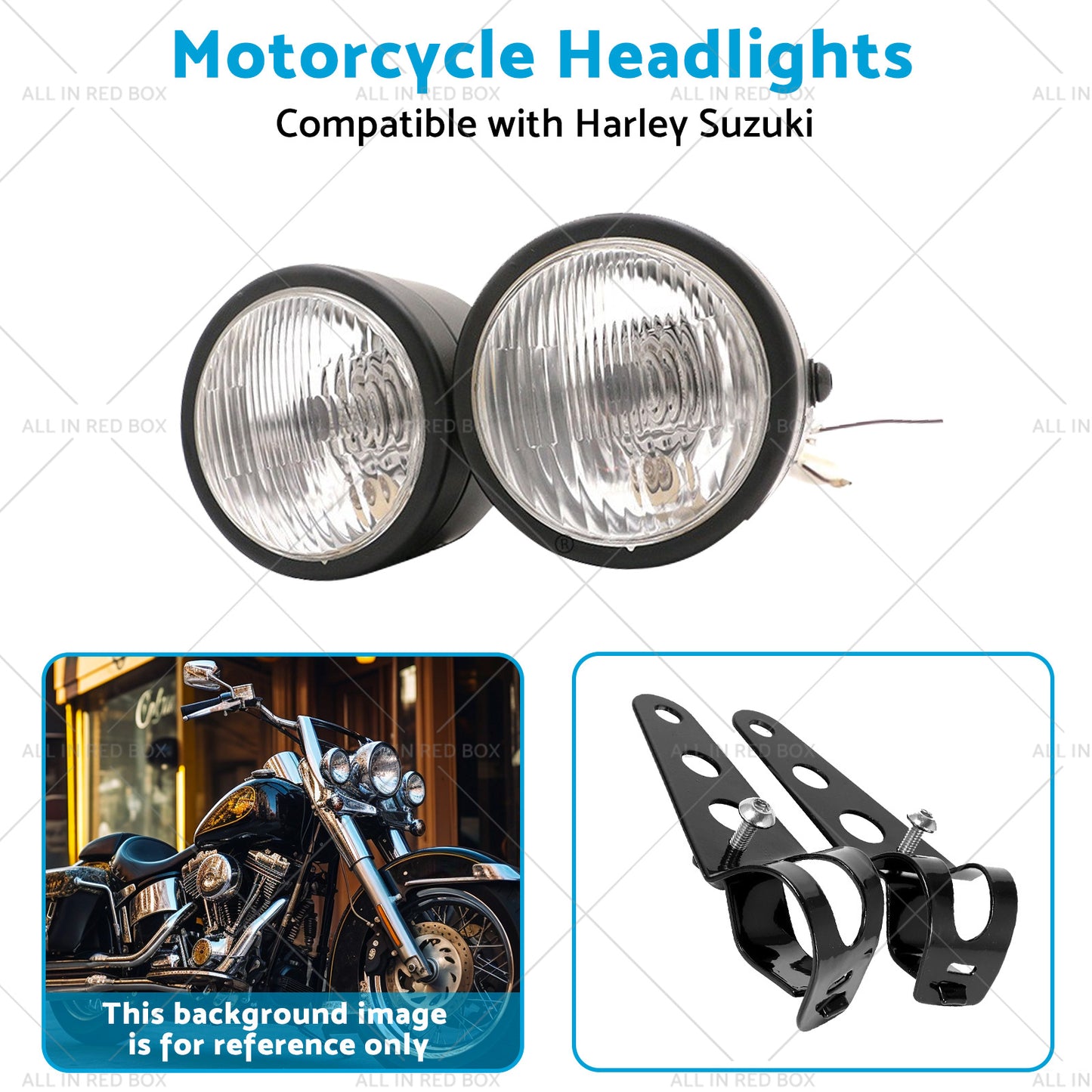 Twin Universal Black Headlight Motorcycle Double Dual Lamp Mount Street Fighter