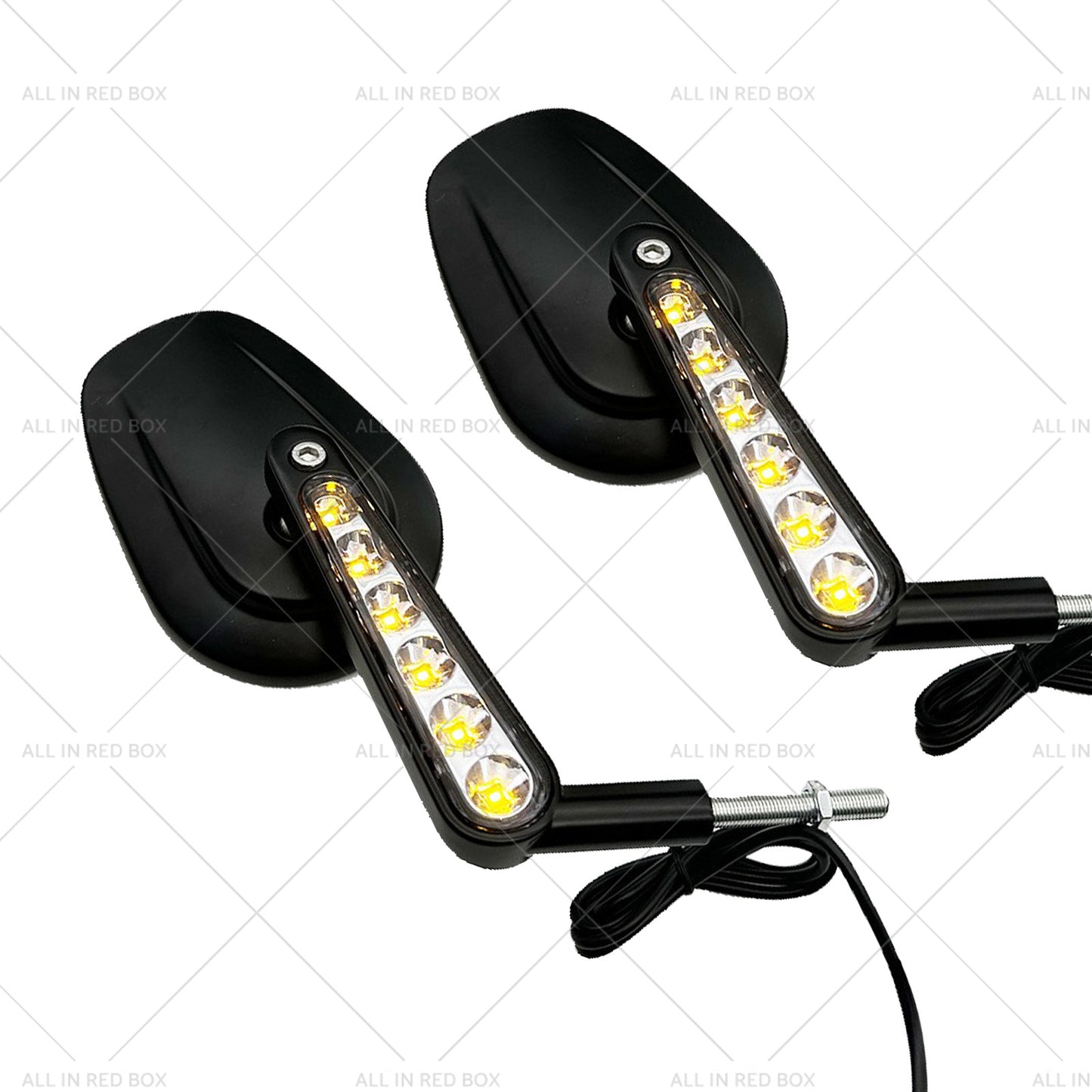 2x Rear View Mirrors LED Turn Signals Muscle Suitablefor Harley Davidson V-Rod