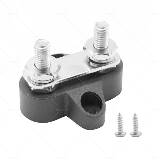 Bus Bar Terminal Block Heavy Duty Dual M6 Power Distribution Stud Black