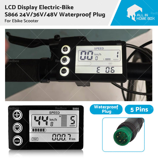 {{ LCD Display Electric-Bike S866 24V or 36V or 48V Waterproof Plug Fit For Ebike Scooter }} - Buy Car Parts Online at {{ Kaka Auto Parts }}.