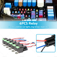 6PCS 12V Relay 4 PIN Automotive 30AMP 30A Normally Open Contact Fused  30A Fuse