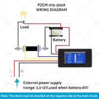 50-300A LCD Display DC Battery Monitor Meter 200V Voltmeter Amp For RV System