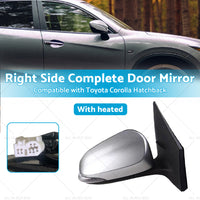 Door Mirror Suitable for Toyota Corolla ZRE182 12-18 Hatch Right Silver Heated