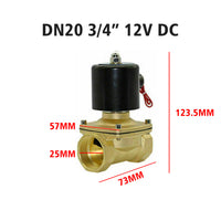 2 Way Electric Solenoid Valve Water Air Brass N/C Gas Oil Normally Closed DC 12V