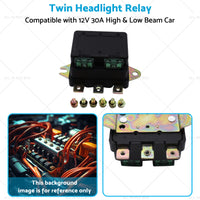 Universal Twin Headlight Relay 12V 30A High  and  Low Beam Car Accessory NLR-132