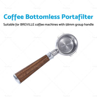 58mm Bottomless Portafilter Group Handle With Basket Suitable For BREVILLE