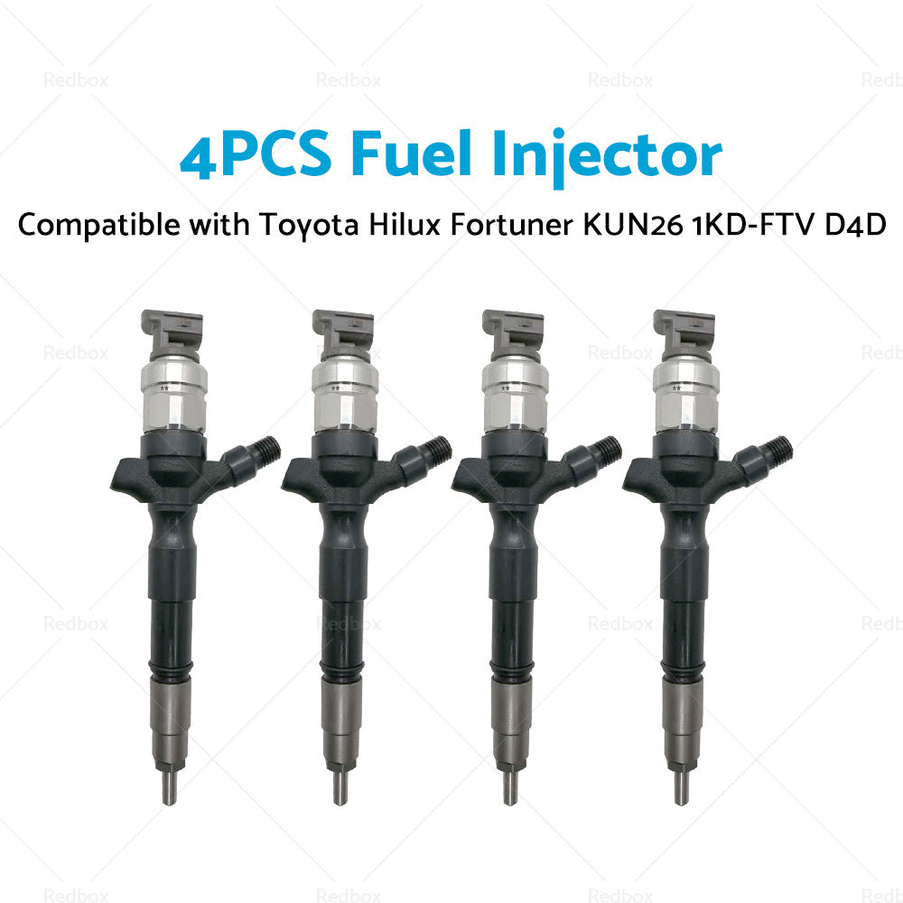 4X Diesel Fuel Injector Suitable for Toyota Hilux Fortuner KUN26 1KD-FTV D4D 3. 0